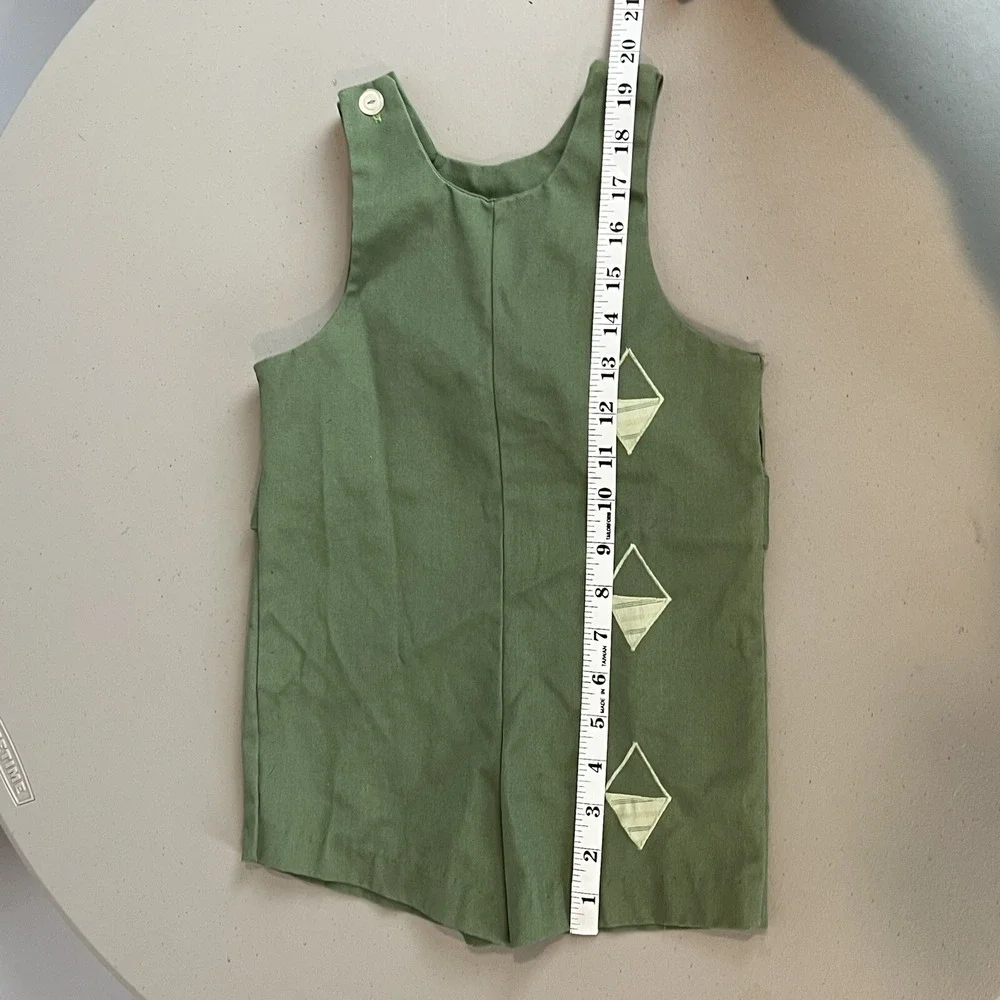 Vtg Baby Toddler Boys 2 Pc Outfit Master Mort of Miami Green Overalls Shirt